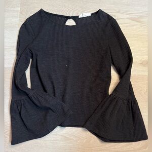 Anthropologie Porridge Black Bell Sleeve Top XS Petite